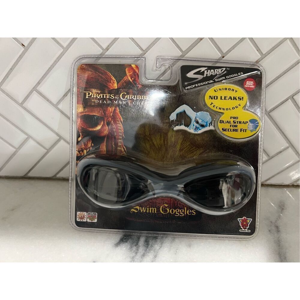NWT Disney Sharks Pirates of the Carribean 2 Swim Goggles 4+ and up